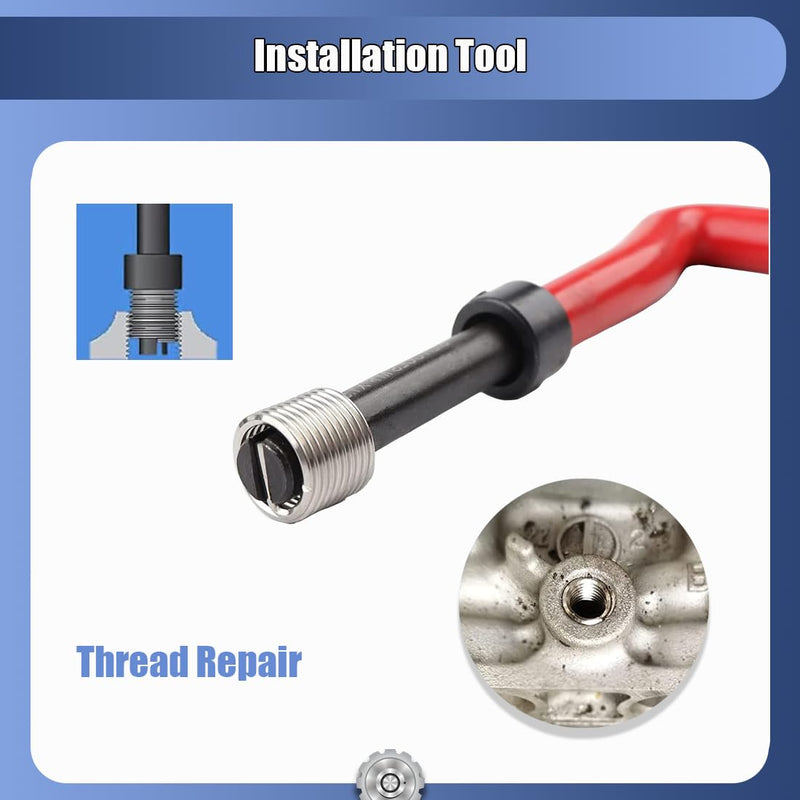 Thread Repair Kit M9x1.25mm Helicoil Restoring Thread Repair Tools Wire Insert Kit for Helicoil Type Internal Screw Holes Repairing (M9 x 1.25) M9 x 1.25