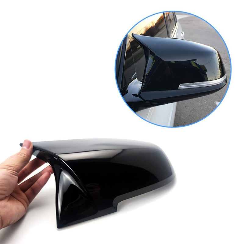 Door Rearview Mirror Cover Cap Replacement for BMW F20 F22 F23 F30 F31 F32 F33 F36 F87 M2 X1 E84 (Glossy Black) Glossy Black