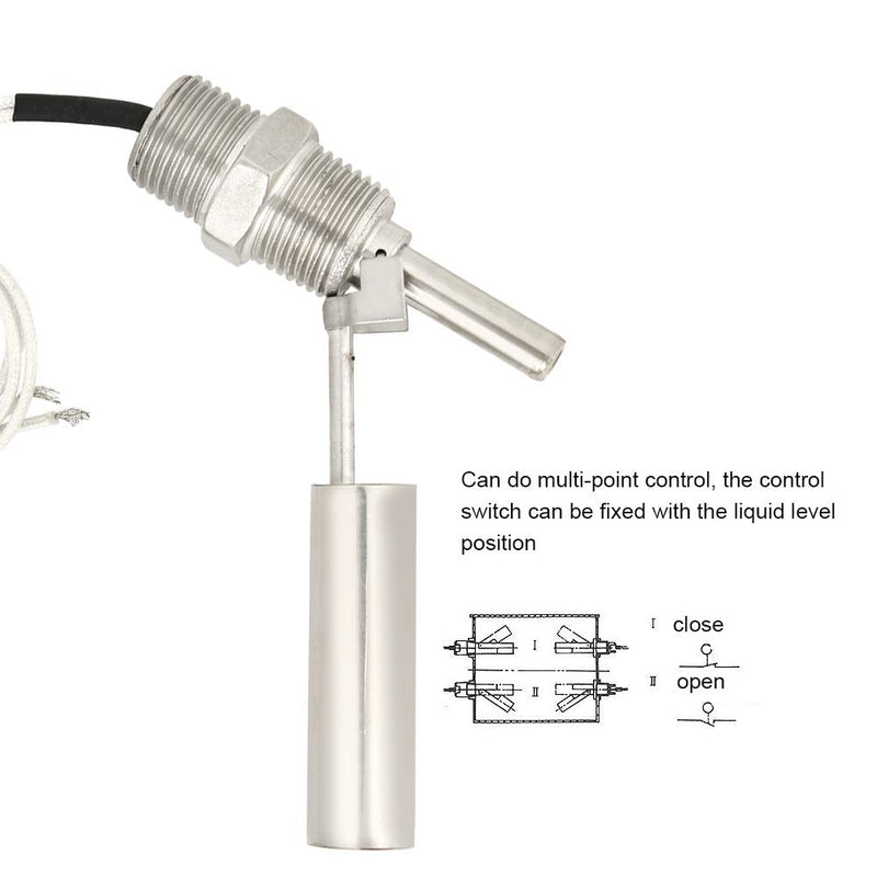 Liquid Water Level Sensor, 304 Stainless Steel Switch 1/2NPT Male Thread DC0-110V Side Mounted Liquid Water Level Sensor Switch for Aquariums Fish Hydroponics Pool
