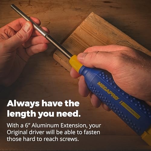 MEGAPRO® Original 15-in-1Multi-bit Screwdriver and 6" Aluminum Extension Kit | 1/4" hex shaft | Phillips, Flat, Square, Torx | Fasten hard to reach screws (Original Kit)
