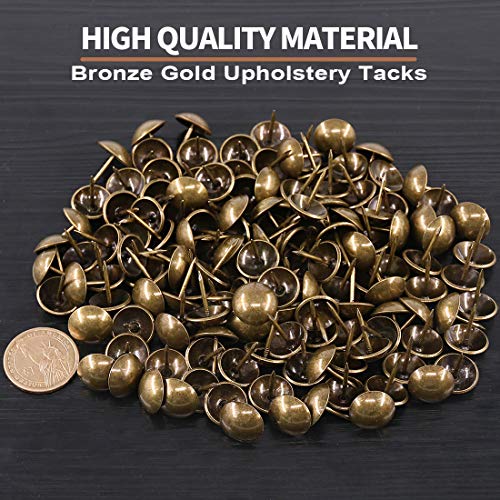 Keadic 250Pcs 5/8" Antique Upholstery Tacks, Bronze Furniture Nails Pins Furniture Push Pins Thumb Tacks Round Head Upholstery Pins Decorative Furniture Push Pins for DIY Projects 5/8"(250pcs)
