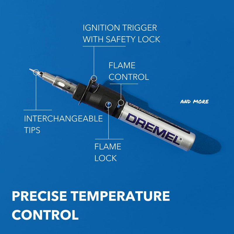 Dremel VersaTip Precision Butane Torch - Long Lasting Cordless Soldering Iron - Perfect for Pyrography, Paint Removal, & Heat Embossing (2000-7) 2000-7
