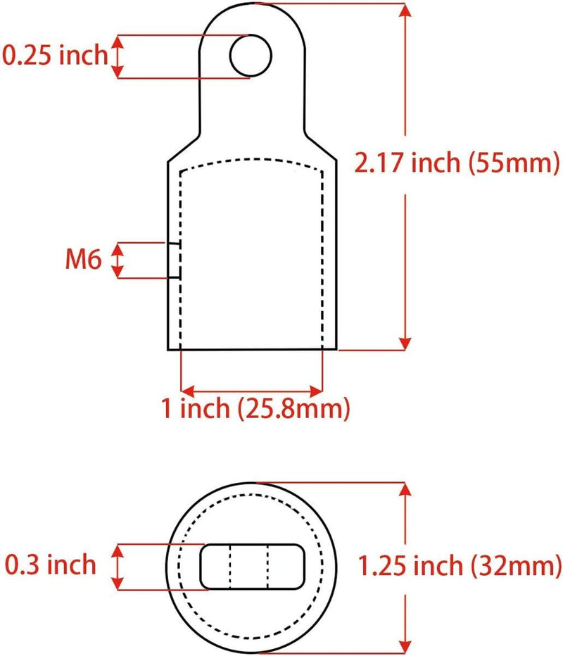 MAQUITA Bimini Top Cap Fits 1 inch OD Round Tubing Stainless Steel External Eye End Boat, Fitting Boat Marine Hardware 32mm OD, 25 mm ID