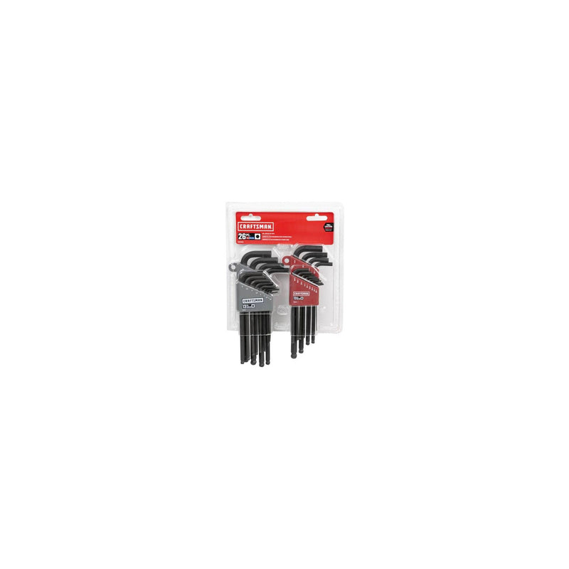 CRAFTSMAN Ball End Hex Key Set, SAE/MM, 26 Piece (CMHT26009) SAE/MM, 26 Piece Set
