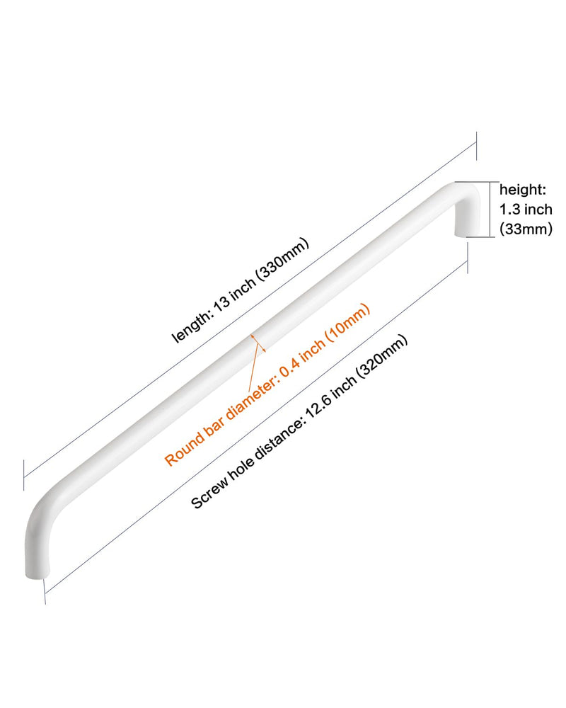 5 Pack White Kitchen Cabinet Handles 12.6 Inch Hole Center Long Handle Wardrobe Pulls Drawer Bathroom Cabinet Handles Bedroom Closet Door Pulls (5, Bright White, 12.6 Inch(320mm)) 12.6 Inch(320mm) 5