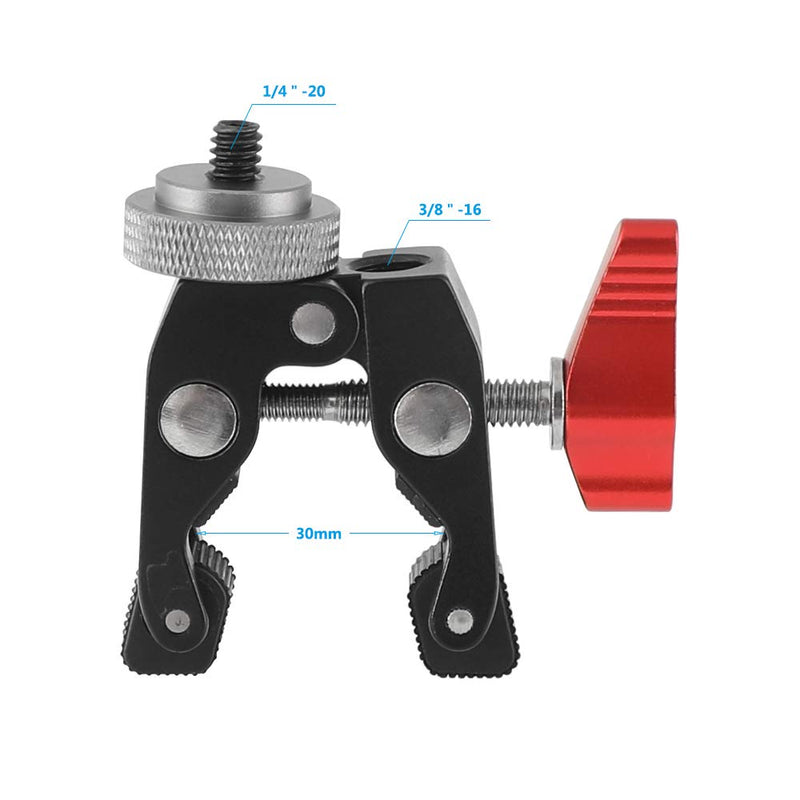 Crab Clamp Holder with 1/4" Screw Adapter for Studio Flash Light Camera Tripod (Silver Gray) Silver Gray