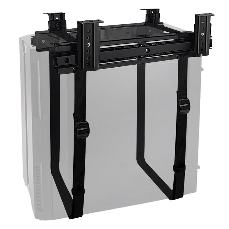 Under Desk Slide Out PC Mount with Anti-Scratch Sponge, Adjustable CPU Holder Bracket for Computer Tower (Black (Slide Access)) Black (Slide Access)