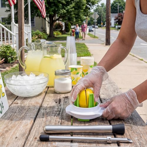 Honeydak 5 Pcs Straw Hole Puncher Set for Lemonade Plastic Lids Cups, with Muddler Lime Slicer 304 Stainless Steel Muddler and Hex Key Lemonade Stand Supplies