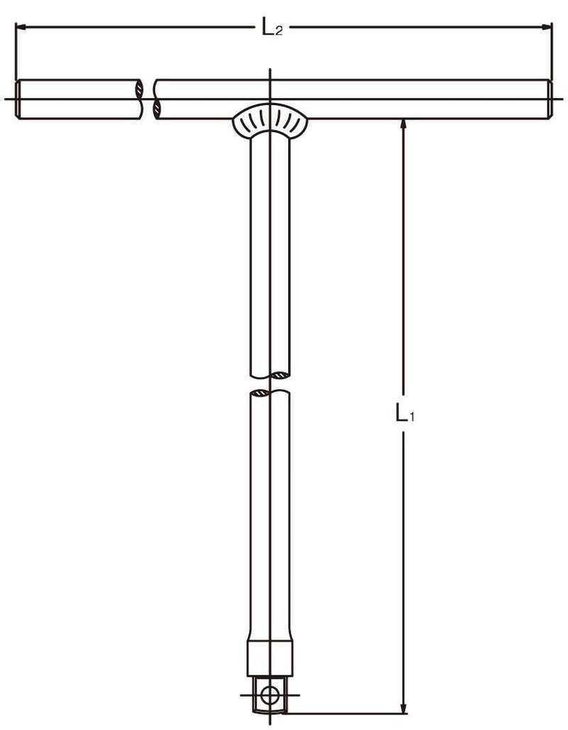 Ko-ken 3715SLK T Handle 3/8 Square Length 236 x 200mm Sliding Bar Free Turn Grip