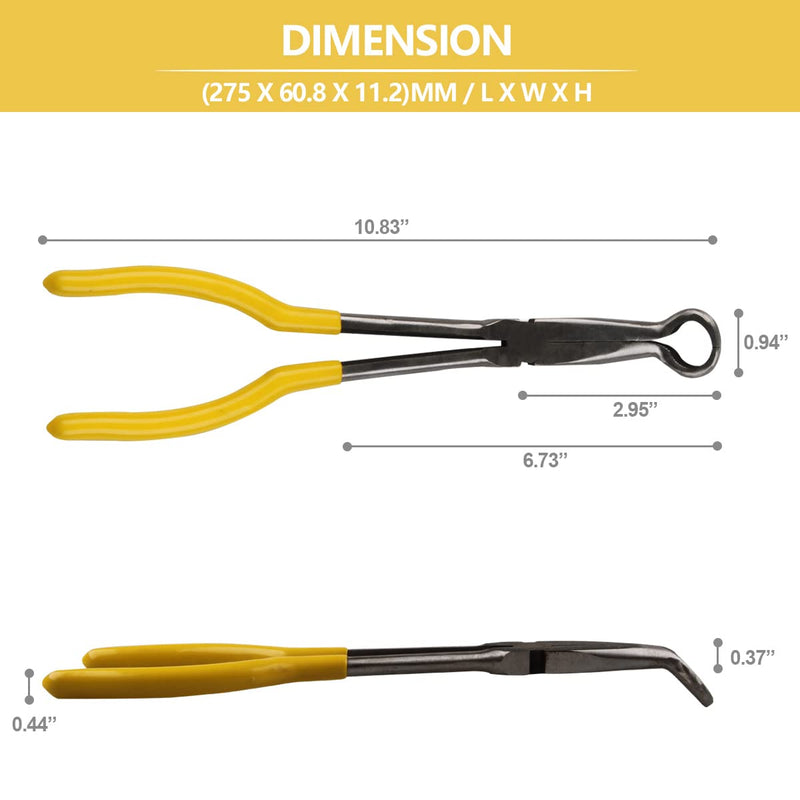 Spark Plug Removal Pliers, 11" Long Reach Ring Nose Hose Grip Pliers for Car Round Nose