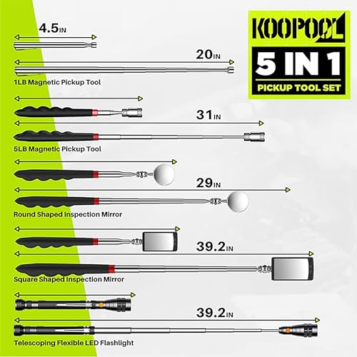Telescoping Magnetic Pickup Tool Set, Inspection Mirror Telescoping, LED Flashlight, Cool Gadgets for Men, Stocking Stuffers, Gifts for Dad, Husband, Kids, Boyfriend, Magnet Stick (Camo) Camouflage