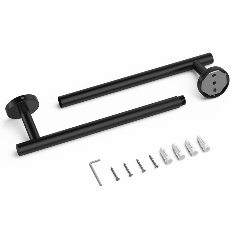 USHOWER Matte Black Bathroom Hardware Set, Modern 24-Inch Towel Bar Set Wall Mounted, Durable SUS304 Stainless Steel Bathroom Accessories Set, 4-Piece 24 Inch (4PCS)