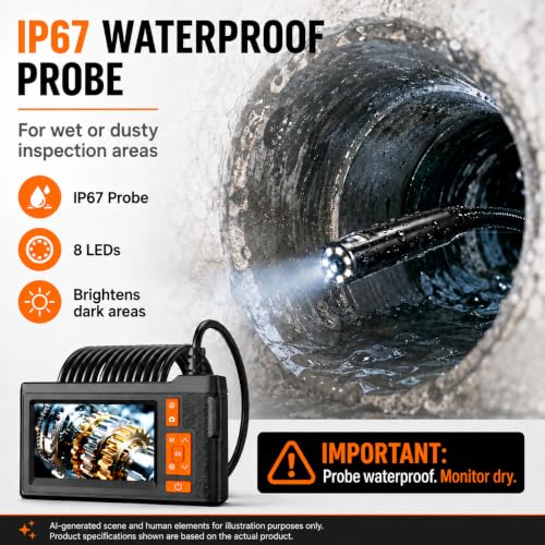Dual Lens Borescope Inspection Camera, 4.3" HD Screen 1080P Photo Video 4.3'' Dual Lens 16.4FT