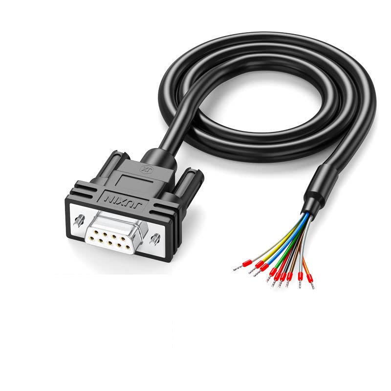 DB9 Connector RS232 Serial Cable,DB9 Female to Bare Wire,D-SUB 9-Pin Connector RS232 to Bare Wire Cable,9 Wire All Provided with Wiring Terminals-Black (DB9 Female 5FT) DB9 Female 9PIN 5FT