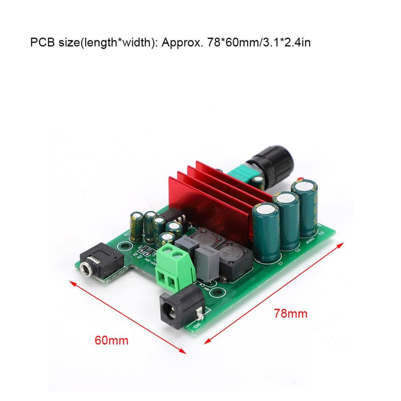 3.1 x 2.4 inch TPA3116D2 Digital Amplifier Board, 8-25VDC 100W Subwoofer Power Amplifier Module with NE5532 OPAMP, 5.5mm Jack