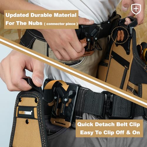 MELOTOUGH Electrician Tool Belt Pouches with Belt Clip Utility Tool Organizer Pouch with Hammer Holder for Electrician,Carpenter,Construction,Technician Khaki Tool Pouch