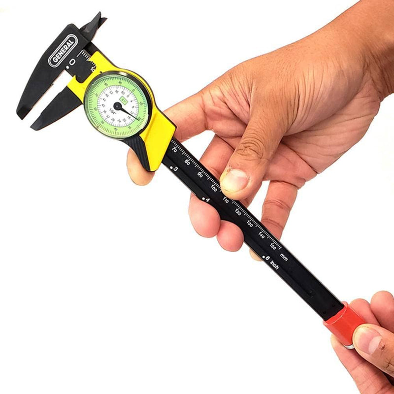 General Tools 142 Plastic Dial Caliper, 0-6" Range, .01" & 1/64" Standard