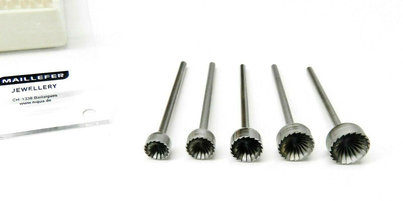 Large Cup Bur Set 3/32" Shank Fig 77b Concave Cutter Fraise 5PC Assortment 6mm to 10mm Swiss Made