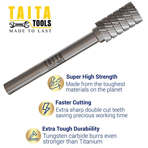 SA-3 Cylindrical Double-Cut Carbide Burr, 1/4 in Shank, 3 Pack 3pc