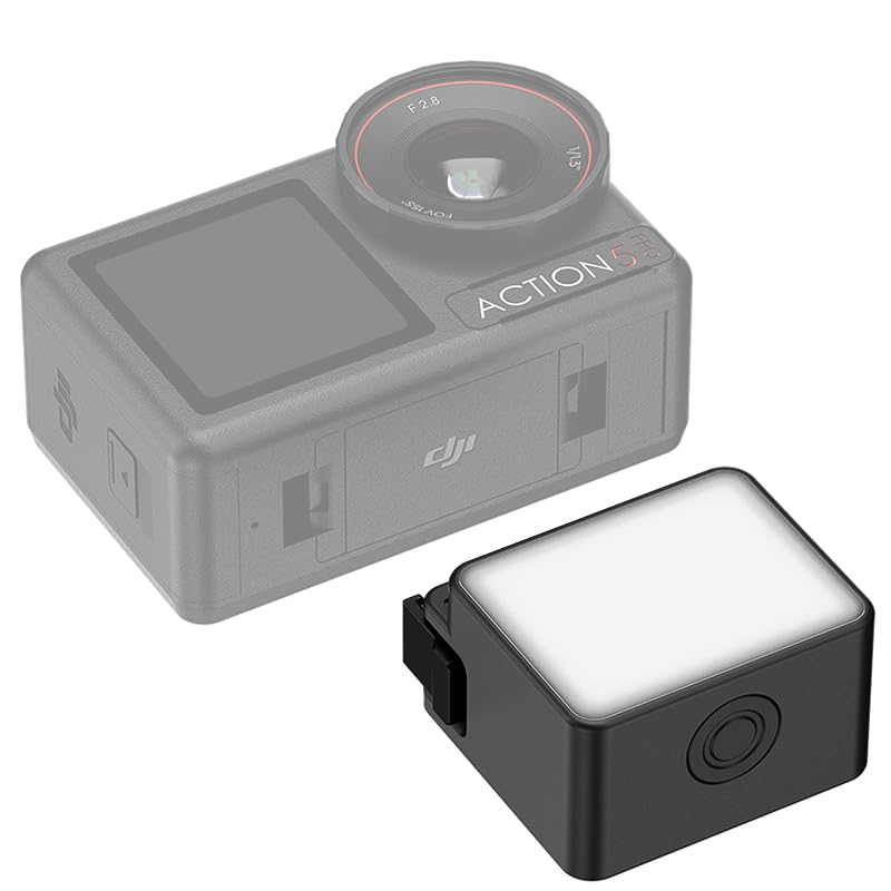 JJC Magnetic Auxiliary Light for DJI Osmo Action 5 Pro 4 3, Rechargeable Mini LED Video Light, for Selfie Vlog Recording, Lightweight IPX5 Waterproof Light for Osmo Nano