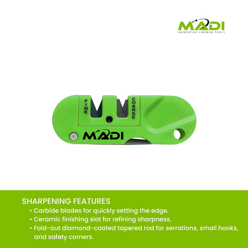 MADI Pocket Knife Sharpener, Diamond Coated Rod Outdoor Hunting Knife & Hook Sharpener | Compact Universal Sharpener for All Knives | PKS-1