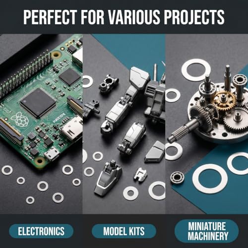 80PCS M6×10MM Steel Shim Washer Set (0.1/0.2/0.3/0.5mm, 20pcs Each) – Ultra Thin Precision Spacers for Electronics, Miniature Models, Compatible with M6 Bolts (M6x10) M6x10
