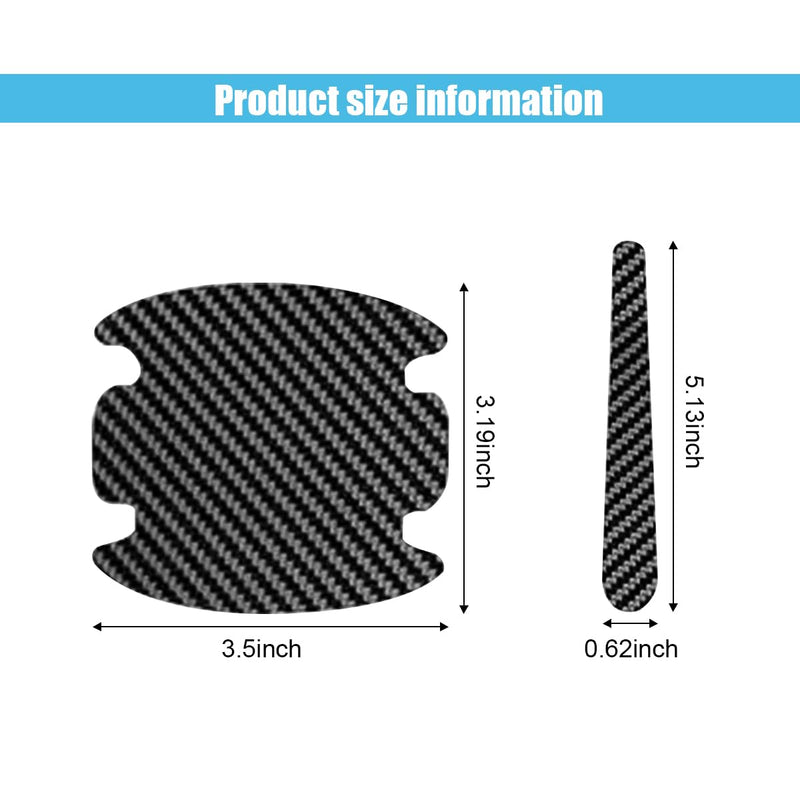 8PCS Car Door Handle Scratch Protectors, Carbon Fiber Car Door Handle Bowl Sticker, Universal Auto Doors Handles Paint Guard Cover, Doors Handles Cup Protective Film for Cars (Black) Black-8PCS