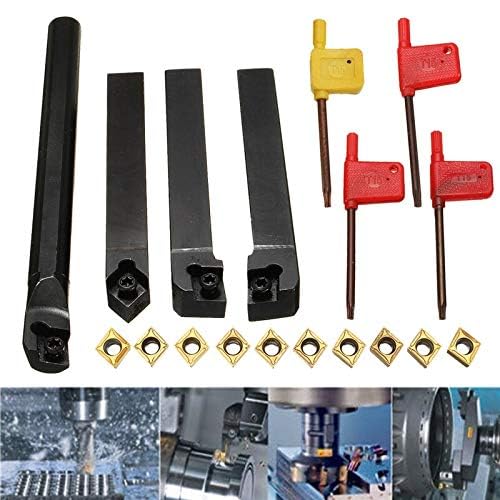14Pcs Indexable Lathe Turning Tool 1/2"12mm,4PCS Metal Lathe Tools Holder S12M-SCLCR09,SCMCN1212H09,SCLCL1212H09,SCLCR1212H09 With 10pcs CCMT09T304 Carbide Inserts S12m-sclcr09/Sclcr1212h09/Sclcl1212h09/Scmcn1212h09+10Pcs ccmt09t304
