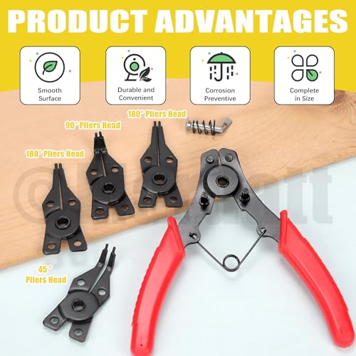 312Pcs 21 Sizes C-clip External Retaining Rings Snap Rings Assortment Set(M4-M28) with 10 Sizes E-Clip Retaining Rings Assortment Set(1.5mm-10mm), 4 in 1 Snap Ring Pliers and Tweezer Black