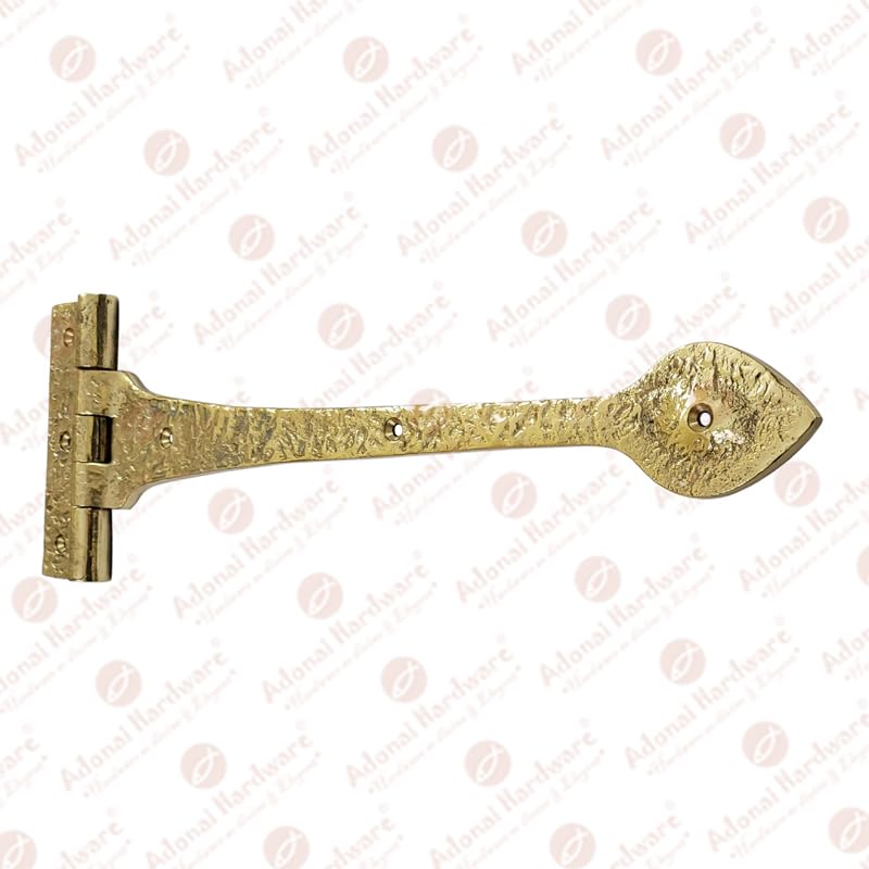 Adonai Hardware Achim Heavy Duty Brass Vintage Strap T Hinge (12" x 2 Pack, Polish Lacquered) for Wooden Barn Front Entry Doors, Gates, Garages, Shutters, Furniture, Fences, Farmhouse 12" x 2 Pack - T Hinge (Brass)