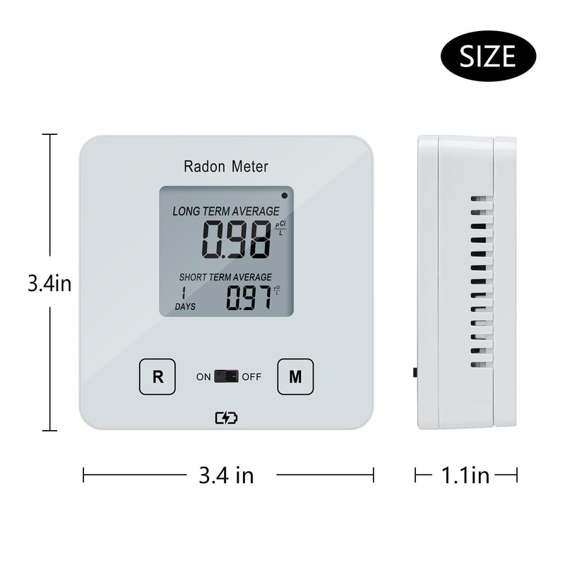 Funny Kitchen Home Radon Detector, Portable Radon Meter, Elifecity Long and Short Term Home Radon Monitor, Battery-Powered, Easy-to-Use, Ensure Your Home's Safety, White, KT-013