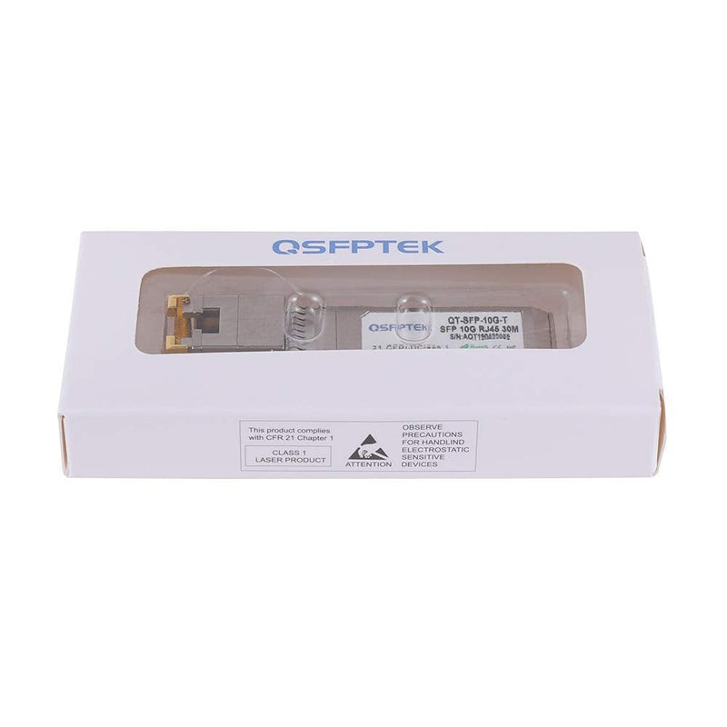 QSFPTEK 10GBase-T SFP+ to RJ45, 10G Copper Module, 10Gbe T Mini Gbic 10 Gigabit Ethernet Adapter SFP Transceiver for Arista SFP-10GE-T, Mikrotik, Ubiquiti & Open Switches & Routers, up to 100ft/30M 10GBase-T: 30m