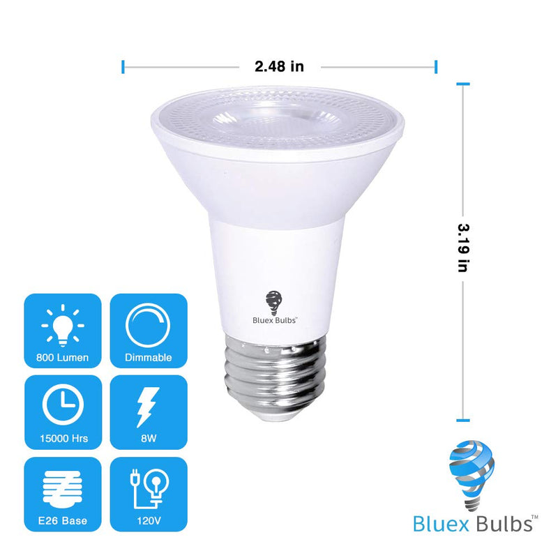 10 Pack PAR20 Outdoor LED Flood Light Bulb 8W 75 Watt Equivalent 500 Lumens Dimmable Waterproof E26 3000K Warm White LED Flood Light Bulbs for Security Led Spotlight Indoor Recessed Light Bulbs 3000k - Warm White