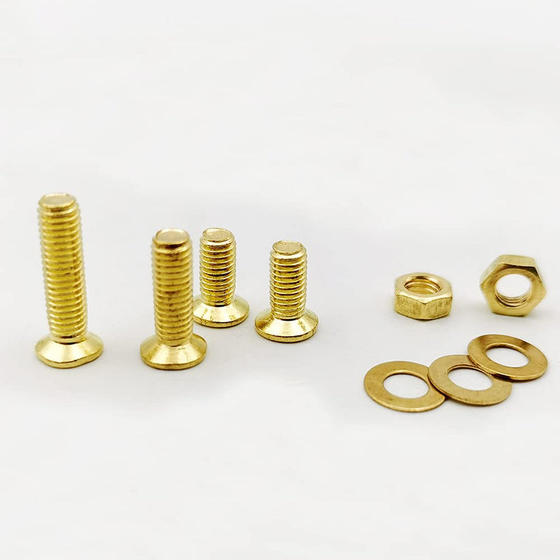 Huzstar M3 M4 M5 Phillips Brass Countersunk Head Machine Screws Nuts Washers Assortment, Copper