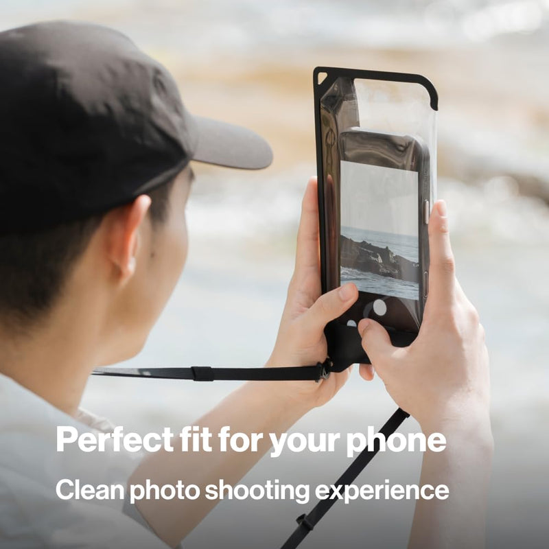 bitplay AquaSeal IPX8 2 Way Waterproof Phone Pouch, Outdoor Dry Bag with Adjustable Lanyard for Universal Phone Case, Horizontal and Vertical Wear, Black Dual-Orientation
