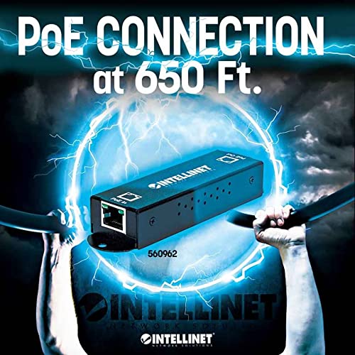 Intellinet 1-Port Indoor Gigabit PoE+ Extender Repeater – 25W Power Budget via Cat5e Cat6 RJ45 Ethernet Network Cables, Daisy-Chain – 3 Yr Mfg Warranty - 560962 Indoor 1-Port PoE+ Extender 25W