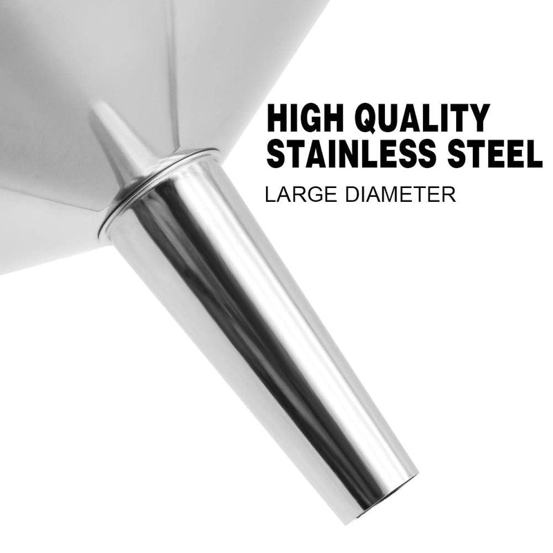 Super Large Stainless Steel Large Funnel with Detachable Strainer/Filter for Cooking Oil and Transmission Liquid and Powder, Food Grade Metal Kitchen Funnels 7.9 Inch