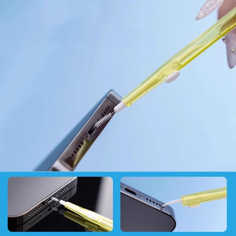 Phone Port Cleaning Tool Retractable Electronic Brush Laptop Jack Dust Kit (Yellow) Yellow