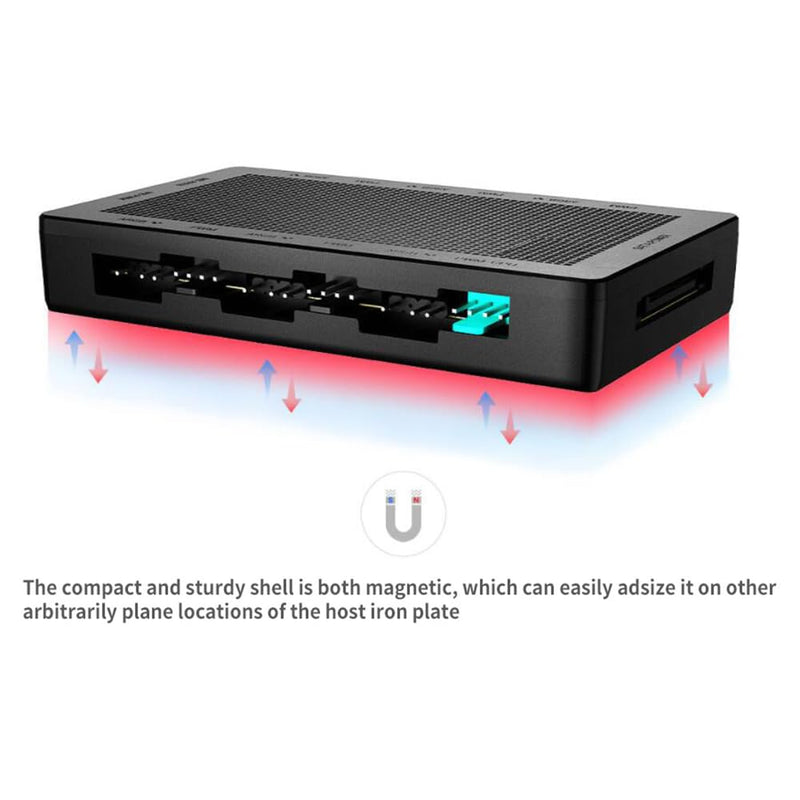 1to6 ARGB and PWM HUB,6 Ports for Addressable RGB Lighting with PWM,1 to 6 Multi Way Magnetic backplane Splitter 5V/3PIN ARGB Case Fan Hub Adapter PWM ARGB Fan
