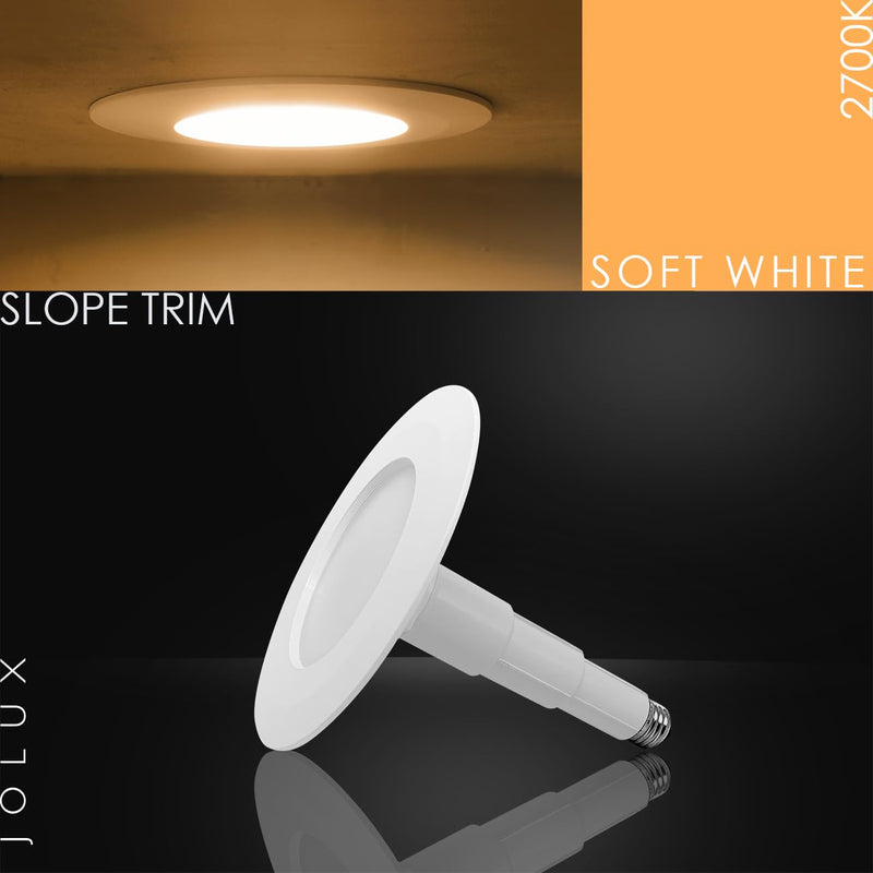 Jolux 4-Pack 5/6" LED Can Lights Retrofit Recessed Lighting,12W=60W,2700K SoftWhite,800 Lumens,Dimmable Adjustable Retrofit Downlight,ETL,Damp Rated,Simple Installation Can Lights,Bevel Trim 2700K(Soft White) 5/6" 12W_4Pack
