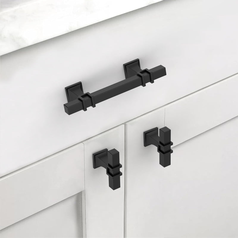 10 Pack 3"(76mm) Matte Black Cabinet Pulls Kitchen Matte Black Cabinet Handles Drawer Pull Cupboard Hardware for Cabinets 3 Inch(76mm) Hole Center 10 Pack