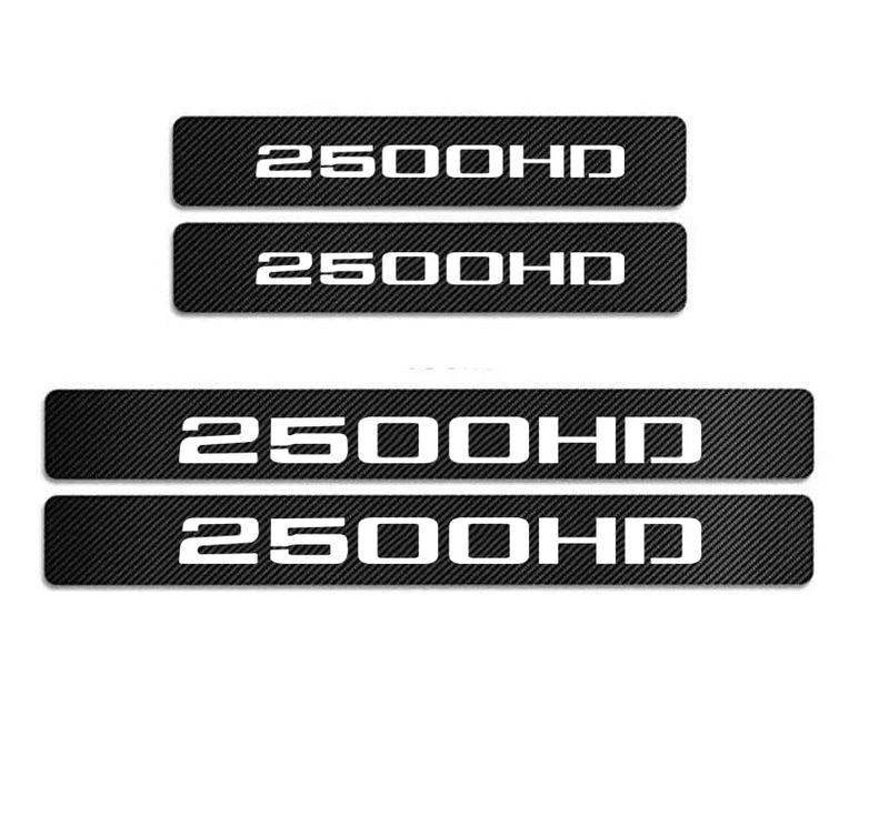 MAXDOOL 4Pcs Car Door Sill Protector Reflective 4D Carbon Fiber Sticker Decoration Door Entry Guard Door Sill Scuff Plate Stickers Compatible with Silverado Sierra 2500HD (White) White 2500HD