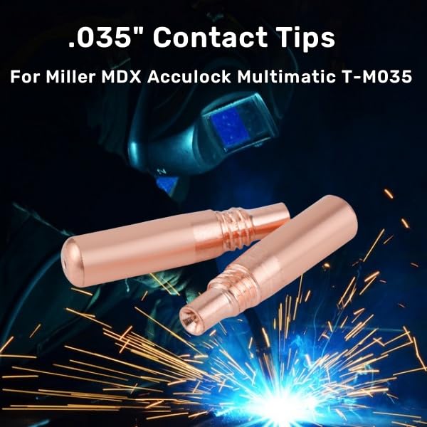 MIG Welding Contact Tips .035"(0.9mm) for Miller MDX Series MIG Gun Use with Miller MDX Diffuser D-M100 D-M250 T-M035 (50-PK) .035" 50-PK
