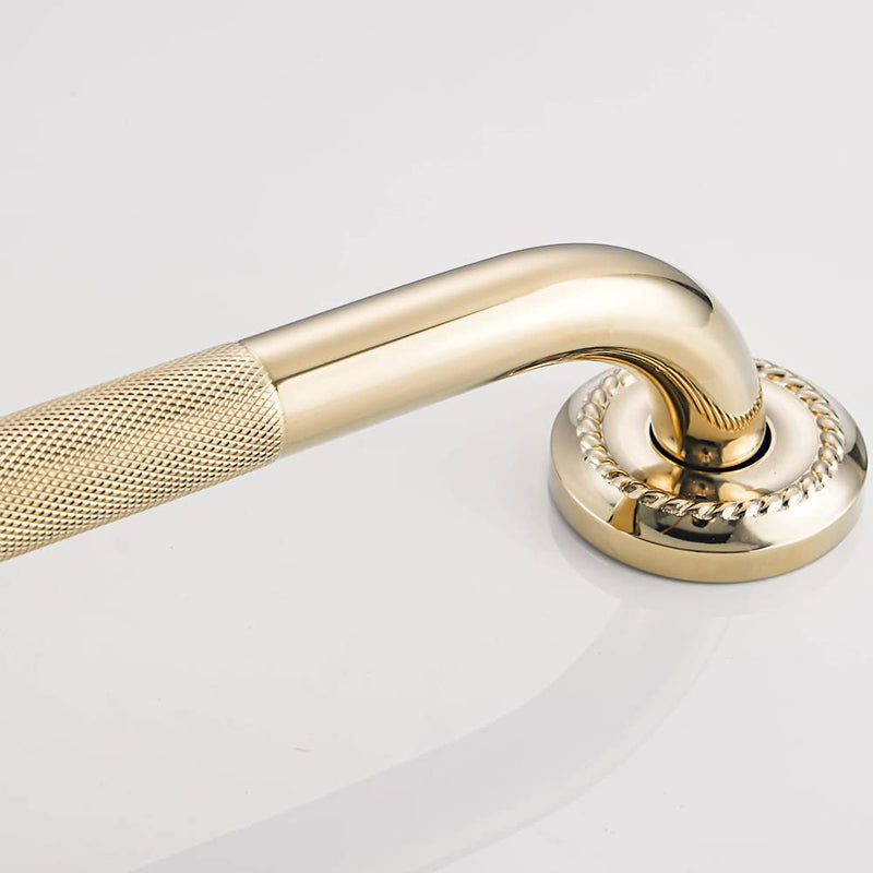 Textured Shower Grab Bar, 12-Inch Bathroom Support Rails, Stylish Safety Armrest Hand Rail, Polished Brass/Gold Finish, Good for Senior, Kids, Elderly 12 Inch