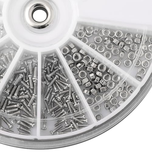 1000Pcs M1 M1.2 M1.4 M1.6 Stainless Steel Screw and Nut Set Assortment Repair Tool Kit with Mini 3 in 1 Screwdriver Keychain for Glasses Cellphone Watches Clocks Home Repair