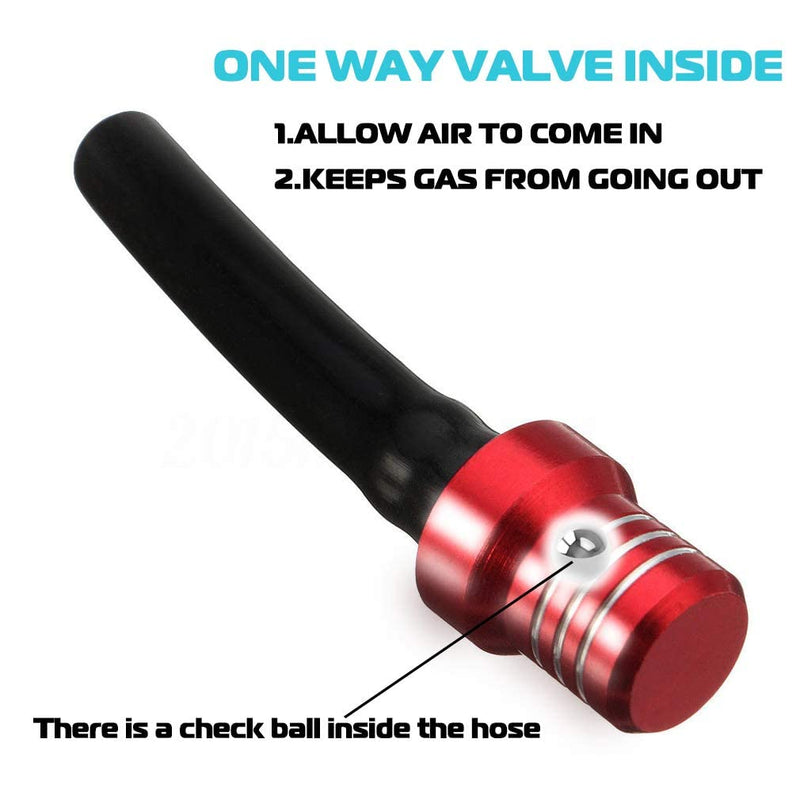 2PCS Gas Fuel Cap Air Vent Hose Universal CNC Tank Valve Vent Tube with Chekc Ball Aluminum Breather for 50cc 110cc 70cc 125cc ATV Motorcycle Dirt Pit Quad Bike Motocross Black