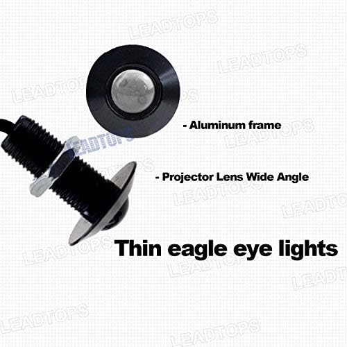 LEADTOPS Eagle Eye LED Lights, 10-pack DIY 12V Ultra thin 23mm Eagle Eye Bulb Fog Tail DRL Daytime Running Lights White Kit for Car Motorcycle (White, Black) White light -B