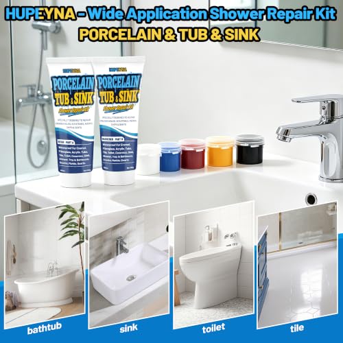 Tub Repair Kit White, Waterproof Porcelain & Tile Repair Paste, Color Match