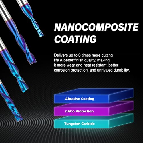 ZahyoX 8mm Upcut Spiral CNC Router Bit for Wood, NACO Coated