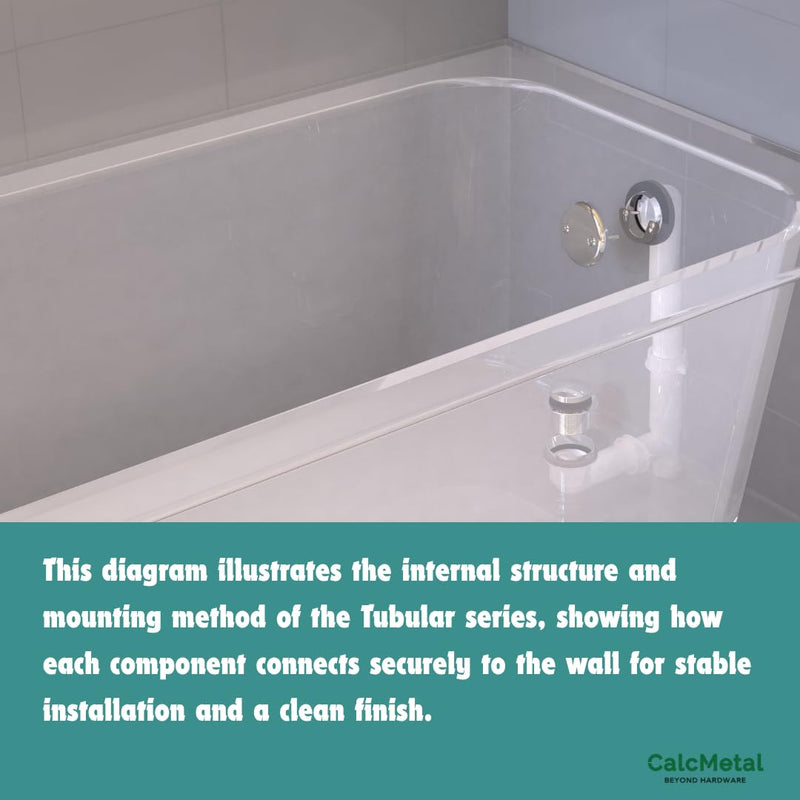 1-1/2"" White Tubular Bath Drain Kit with Tip-Toe Bath Drain Stopper, Touch-Toe Tub Drain, Tip Toe Bathtub Drain Waste and Overflow with Plug and Bathtub Overflow Drain Cover, Plated Chrome